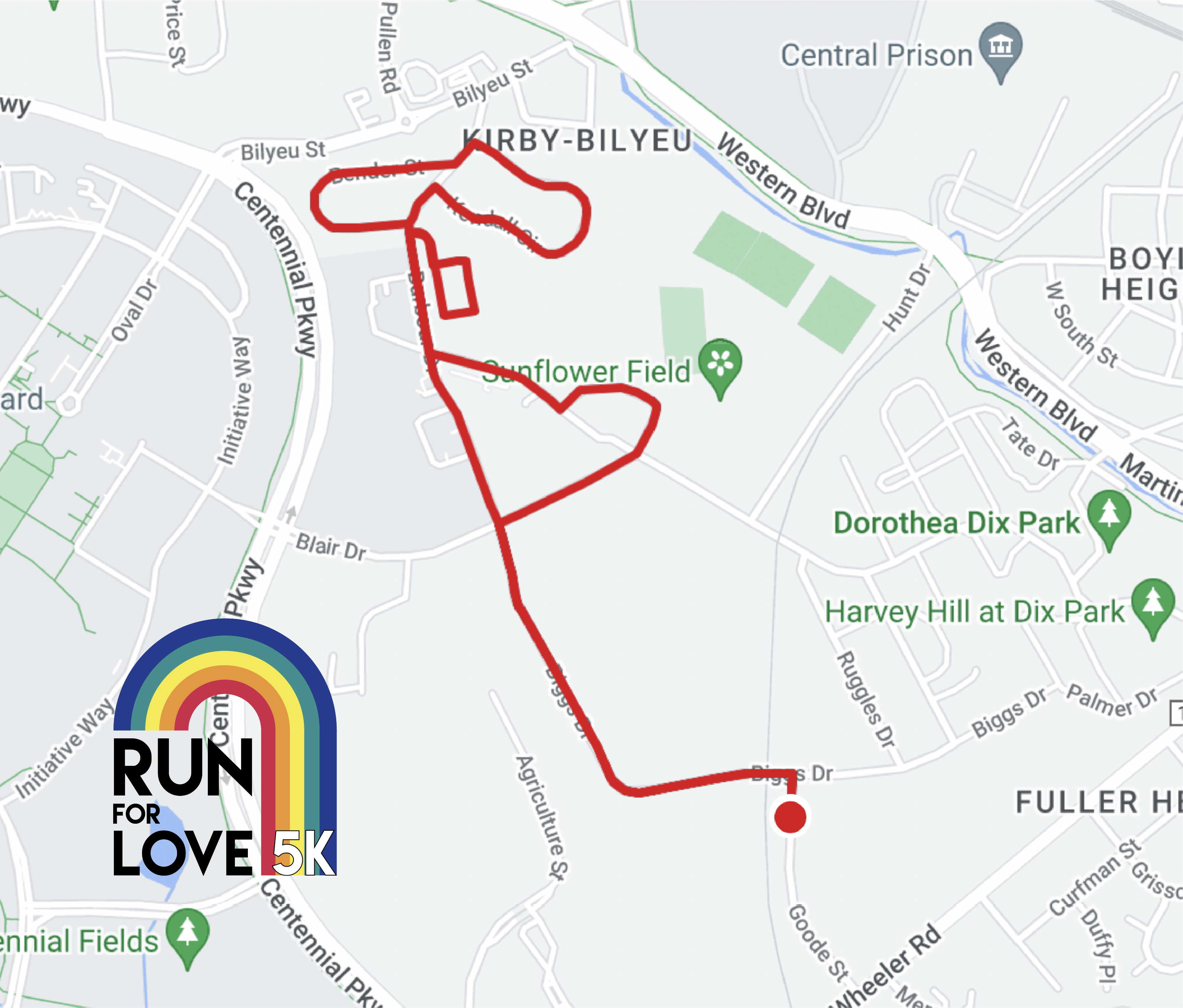 2024 Run for Love 5k route map