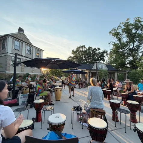 people playing drums outside