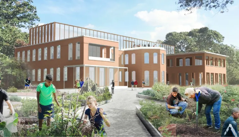 2019 Master Plan rendering of Harvey Building reuse
