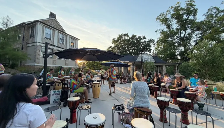 people playing drums outside