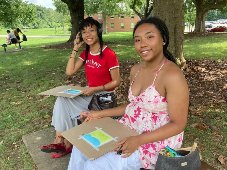TeenSpace Crafternoon teen participants painting in Dix Park