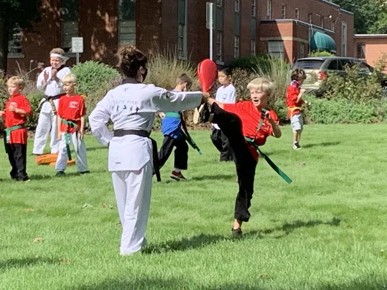 kids doing exercise outside