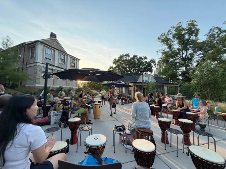 people playing drums outside