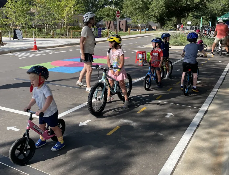 Learn to Ride Your Bike participants at the Traffic Garden