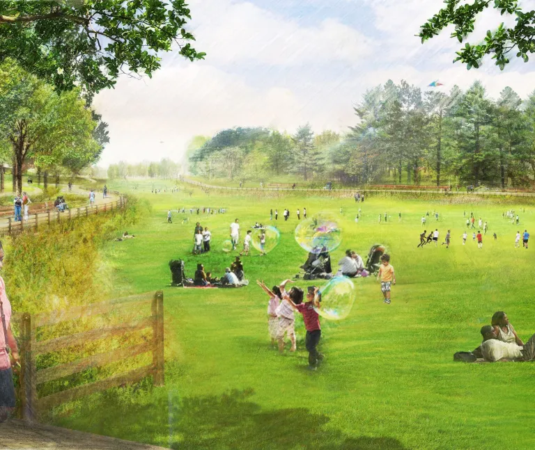 'The Meadow' rendering from the Dix Park Master Plan