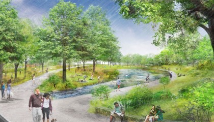Rendering of The Creek from the Dix Park Master Plan 2019